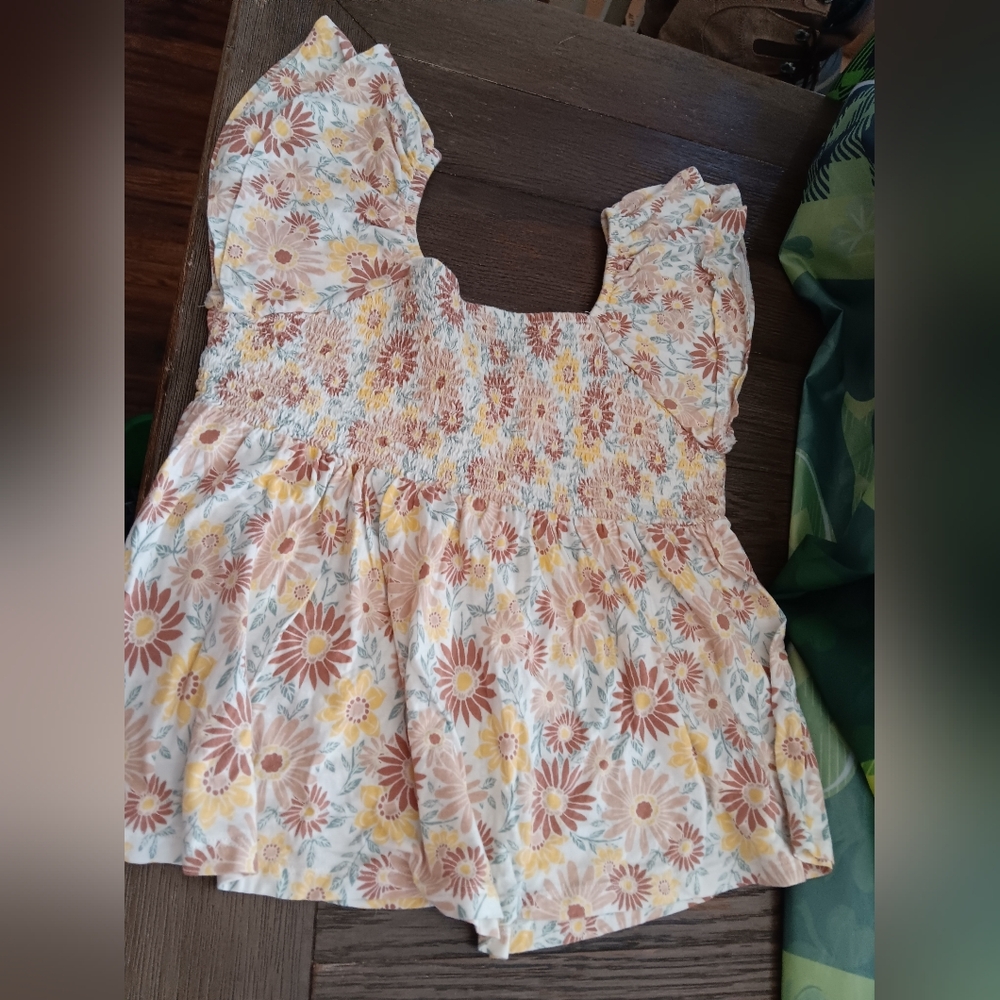 Womens Size XL, SO Floral Sundress Top in Peach, Yellow & Mint - Picture 2 of 3